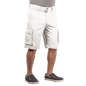 Mens Twill Cargo Shorts with Belt Short Pants Summer Multi Pocket White 30 - Picture 1 of 2