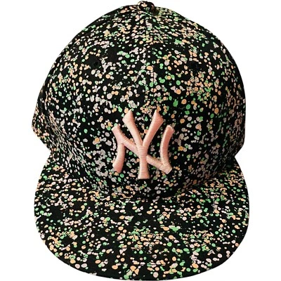 Rare NWT New Era New York Yankees Fitted 7 3/8 Black Pink Floral Baseball Hat - Image 1 of 4