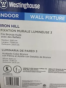 Westinghouse 6343400 Iron Hill 3-Light Oil-Rubbed Bronze Wall Fixture New - Picture 1 of 3