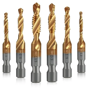 6 Pack Combination Drill and Tap Set, Professional HSS Titanium Thread Tap Drill - Picture 1 of 7