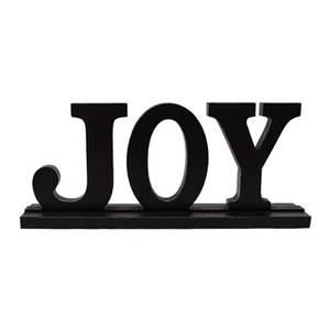 Wooden Joy Letters Sign Freestanding Cutout Word Decor for Mantel (Black Joy) - Picture 1 of 8