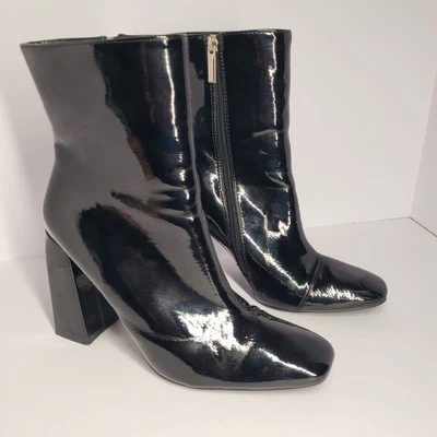 Женские черные веганские лакированные кожаные сапоги Cape Robin Victory с квадратным носком на молнии 10 М - Изображение 1 из 4