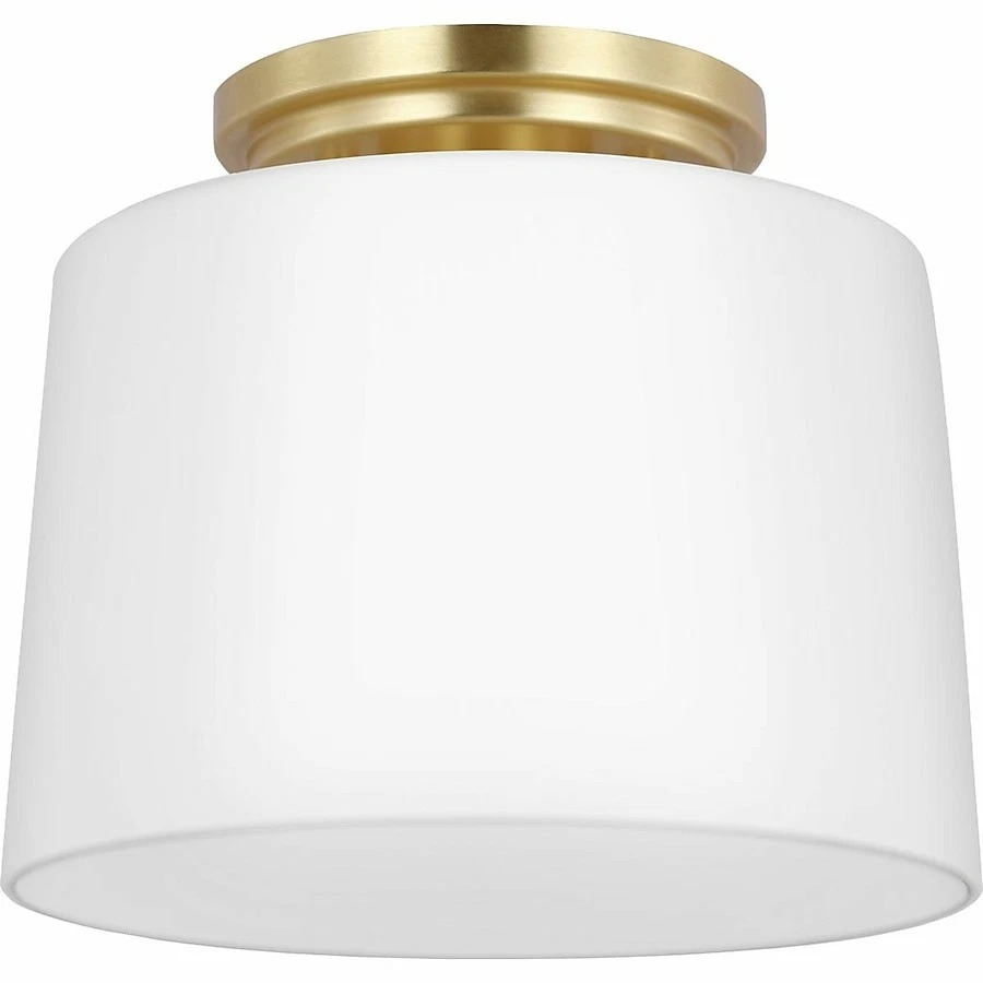 Progress Lighting Adley 8.62 in. Satin Brass Etched Opal Glass Flush Mount Light - Image 1 of 4