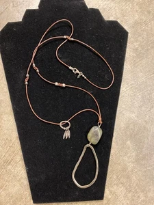 Silpada Labradorit Boho gehämmert Sterling Silber an Leder Halskette 925 Israel - Bild 1 von 5