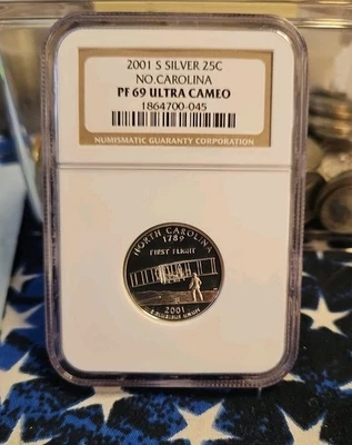 2001-S Proof North Carolina Quarter NGC PR69  ULTRA CAMEO - Image 1 of 2