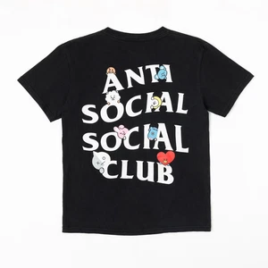 ASSC x BT21 T-Shirt S Black Anti Social Social Club BTS Collab Rare Streetwear - Picture 1 of 12