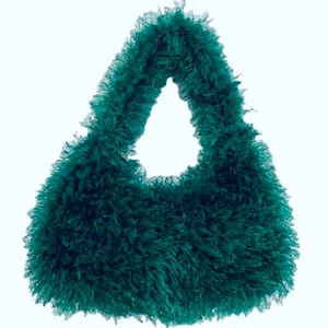 Y2K 1990's Green Fuzzy Purse Handbag Shoulder Bag Funky Fashion girls night - Picture 1 of 5