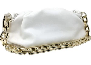 Weiße Schultertasche Gold Kette Handtasche elegant lässig Stil weiches Kunstleder Tasche - Bild 1 von 1