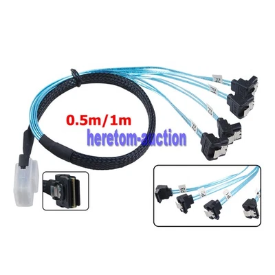 SFF-8087 to 4x SATA (Right Angle) Forward Breakout Mini SAS Cable 50cm,100cm - Image 1 of 4