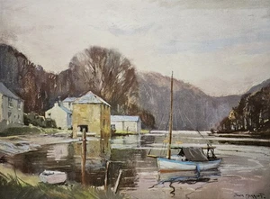 Der Fluss bei Lerryn, Nr. Fowey Cornwall - Vintage Print after Jack Merriott - Bild 1 von 3