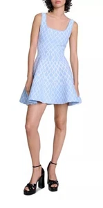 Mini vestido de punto jacquard Maje para mujer azul cielo talla 40 - Imagen 1 de 12