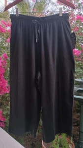 NWT Woman Within Plus Sz 18/20 Petite Knit Stretch Pants Capri Black Brand New  - Picture 1 of 15