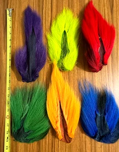 6 gefärbte Hirschschwänze, Fliegenbinden, NR - Bild 1 von 1