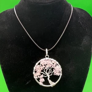 Collana Albero della Vita Quarzo Bianco Cristallo Chip Ciondolo Bohemien Hippie Gioielli - Foto 1 di 8