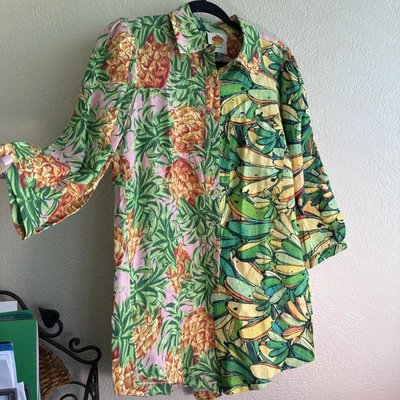 Farm Rio Tropical Mix Print Linen 3/4 Sleeve Romper Multicolor Women's Size XS - Image 1 of 4