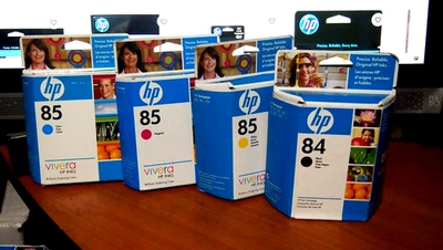 4 Genuine HP 84 85 C5016A C9427A C9426A C9425A Ink Cartridges NEW OEM SEALED - Image 1 of 4