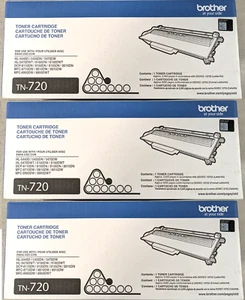 ✨ Set of 3 Genuine Brother TN-720 Black OEM Toner High Yield TN720 Lot ✨ - Picture 1 of 13