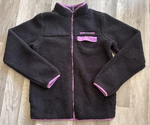 Columbia Girls Kids Size XL (18/20) Sherpa Fleece Jacket Full Zip Black Purple - Picture 1 of 17