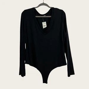 NEU Fashion Nova Damen 3X PLUS schwarz V-Ausschnitt Langarm Einteiler Body - Bild 1 von 8