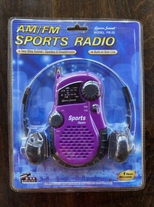 Lenoxx Sound Purple Sports Radio PR-35 Portable AM/FM With Headphones NEW - Picture 1 of 2