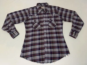 Camicia Dee Cee vintage anni 80 rosso blu a quadri perle snap western orlo grezzo 15 1/2 - 35 - Foto 1 di 8