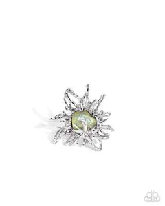 Paparazzi Artistic Movement - Green - Silver Ring Convention Exclusive - Picture 1 of 2