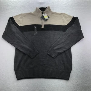 Tricots St Raphael Sweater Mens Medium Granite Heather Knit 1/4 Zip - Picture 1 of 9