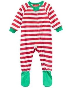 Family PJs Baby Unisex Striped Footed One-Piece Pajama, Holiday Red, 24 months - Picture 1 of 1
