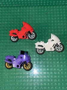 Lego Motorcycle lot of 3. Purple, Red & White - Picture 1 of 4