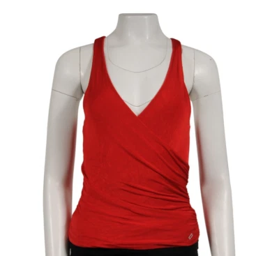 Blusa Ralph Lauren Etiqueta Púrpura Assimétrica Pequeña Roja Mangas Acanaladas Foto 1 de 4