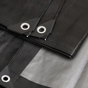 BLACK Tarp Sheet TARPAULIN Strengthened Waterproof Heavy Duty 250g/sm - Picture 1 of 23