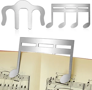 2 Pcs Metal Music Book Clip and Page Holder, Silver Book Clip for Reading, Piano - Picture 1 of 12