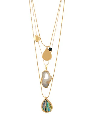 Accessorize Achat Schmuckdose Multi Reihen Halskette Anhänger Quarz Gold Monsoon - Bild 1 von 3