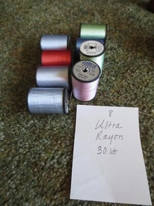 8 - 200 yd. Spools Tootal American ULTRA RAYON 30wt EMBROIDERY THREAD - Picture 1 of 2