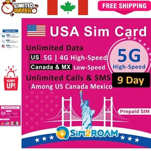 Prepaid T-Mobile SIM with Unlimited Data & Calls in USA, CA, and MX – 9-Day Plan - Photo 1 sur 11