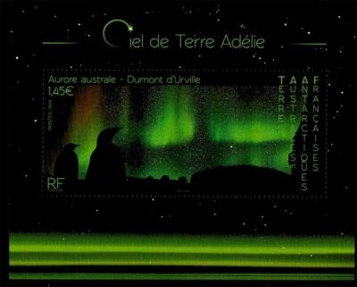 TAAF - "SOUTHERN LIGHTS ~ SKY OF ADELIE ~ HEAVEN ON EARTH" Glitter Print MS 2020 - Image 1 of 4