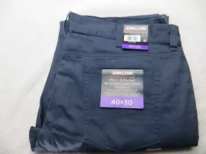 PANTALONI KIRKLAND SIGNATURE UOMO IN COTONE SPAZZOLATO A 5 TASCHE (BLU UNIONE) 40WX30L NUOVI CON ETICHETTE - Foto 1 di 6