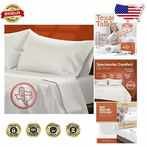 Elegant Beige Stripe 600 Thread Count Twin XL Cotton Sheets - OEKO-TEX Certified - Picture 1 of 11