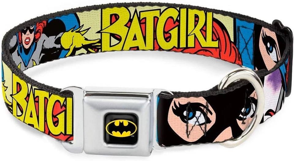 Collar de perro con hebilla de cinturón de seguridad BATGIRL en acción, grande se adapta a cuello de 18-32" Foto 1 de 1