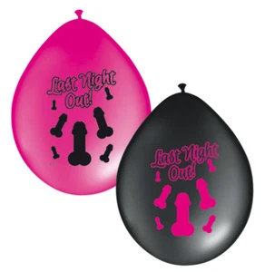 8 BALLOONS WITH LAST NIGHT OUT & PENIS - HEN NIGHT PARTY - Picture 1 of 1