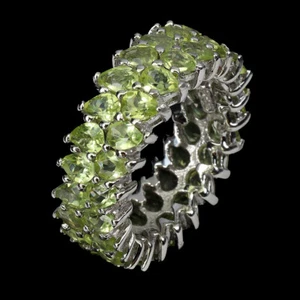 925 Sterling Silver Ring Pear Peridot Natural Gemstone Jewelry Size 8 - Picture 1 of 14