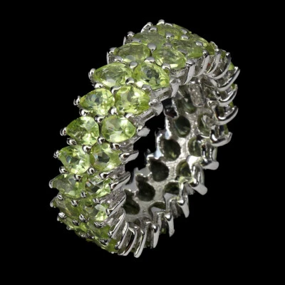 925 Sterling Silver Ring Pear Peridot Natural Gemstone Jewelry Size 8 - Image 1 of 4