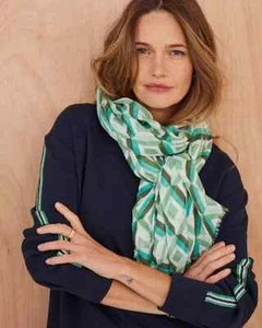 Womens Geometric Graphic Diamond Print Lightweight Scarf Wrap Foulard Green Gift - Picture 1 of 3