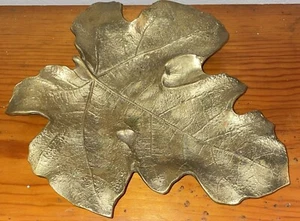 Vintage 1948 Virginia Metalcrafters Oskar J.W. Hansen Brass Fig Leaf Tray #4-13 - Picture 1 of 7