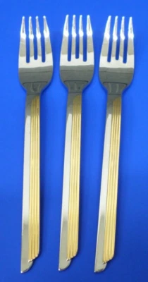 3 WMF Cromargan STRATOS GOLD Accent Glossy Stainless Japan Flatware SALAD FORKS - Image 1 of 4