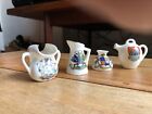 4 Small Bone China Crested Ware Jugs - Missing Name Rotherham Huntly Bridport