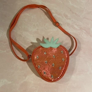 Strawberry Shape Crossbody Bag with Sequin & Rhinestone Accents - Wonder Nation - Picture 1 of 4