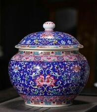 Beautiful Replica of Qing Era Dark Blue Porcelain Storage Jar with Qianlong Mark