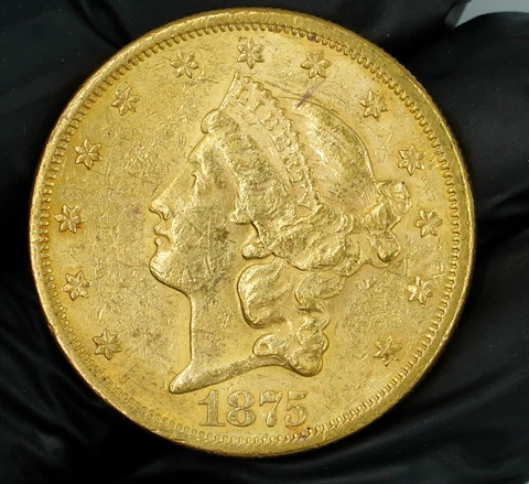 1875-S $20 Gold Liberty Double Eagle Type 2 AU/BU Condition Cover