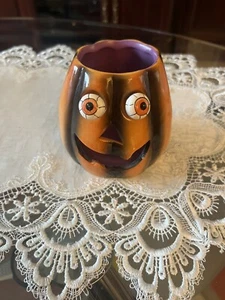 Halloween Jack-O-Lantern Google Eyes Votive Candle Holder - Picture 1 of 5